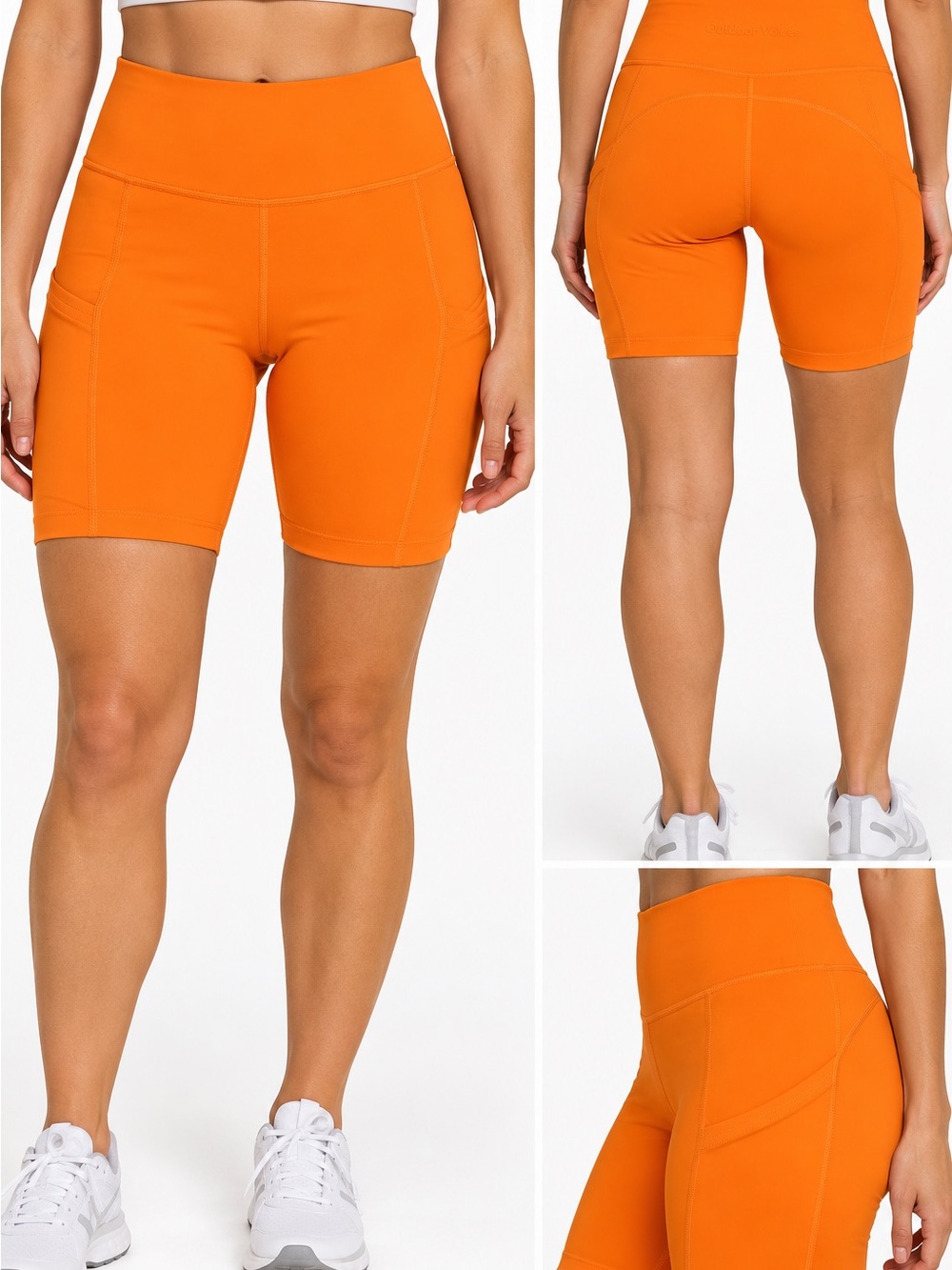 Outdoor Voices Orange High-Rise Bike Shorts